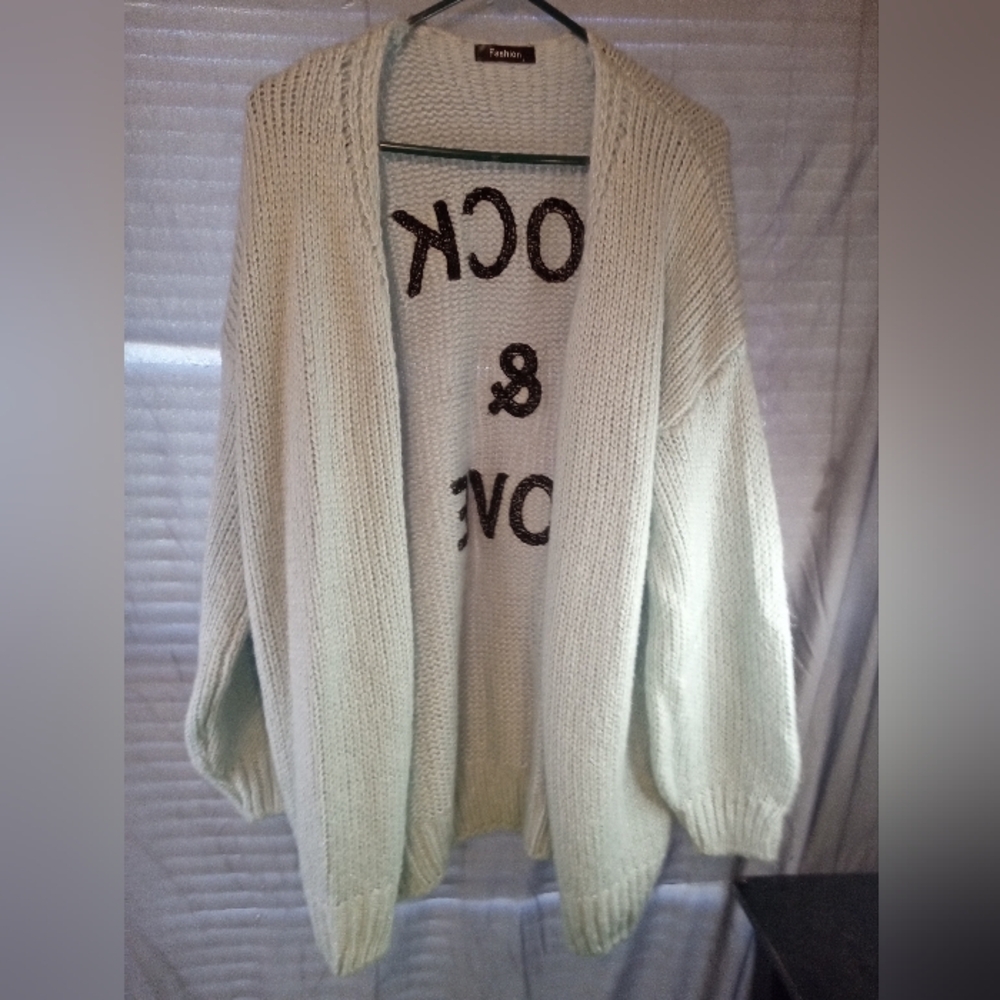 Fashion Baby Blue Rock & Love Cardigan /Sweater